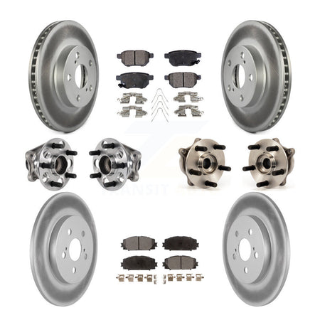 Front Rear Hub Bearings Coated Disc Brake Rotors And Pads Kit (10Pc) For Lexus CT200h KBB-123523