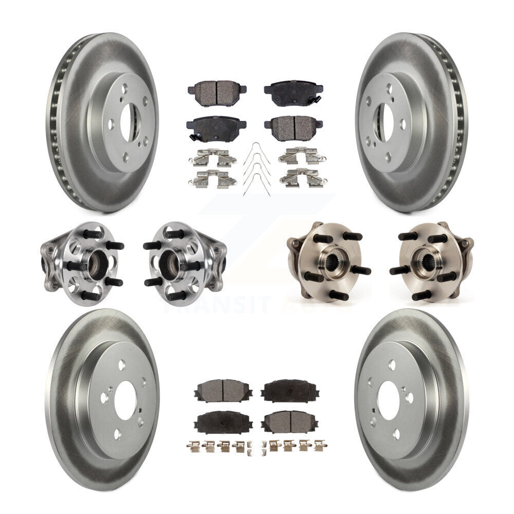 Front Rear Hub Bearings Coated Disc Brake Rotors And Pads Kit (10Pc) For Lexus CT200h KBB-123524