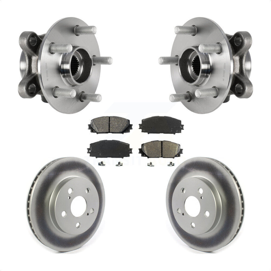 Front Hub Bearing Assembly With Coated Disc Brake Rotors And Semi-Metallic Pads Kit For Toyota Prius Corolla Prime AWD-e KBB-123538