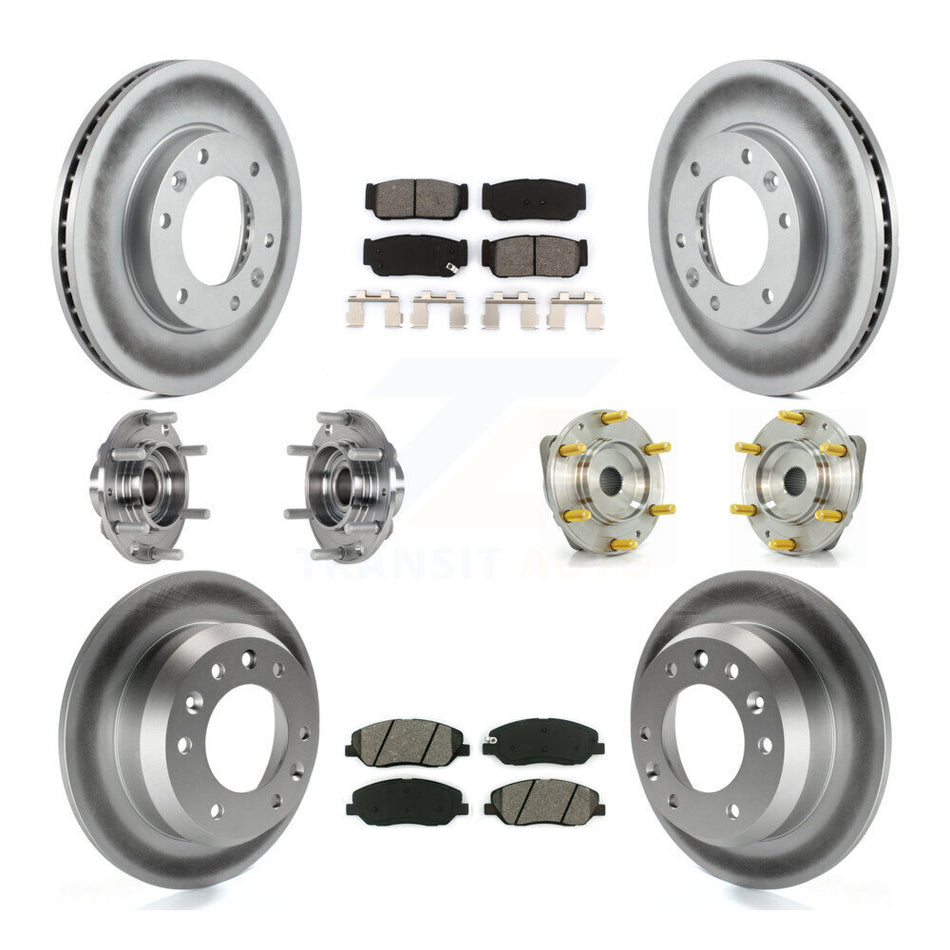 Front Rear Hub Bearings Assembly Coated Disc Brake Rotors And Semi-Metallic Pads Kit (10Pc) For Kia Sedona Hyundai Entourage To 04/27/06 KBB-123543