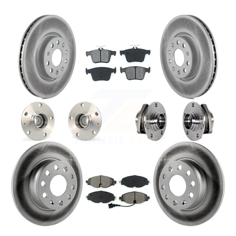 Front Rear Hub Bearing Coated Brake Rotor And Pad Kit (10Pc) For Audi A3 Sportback e-tron KBB-123550