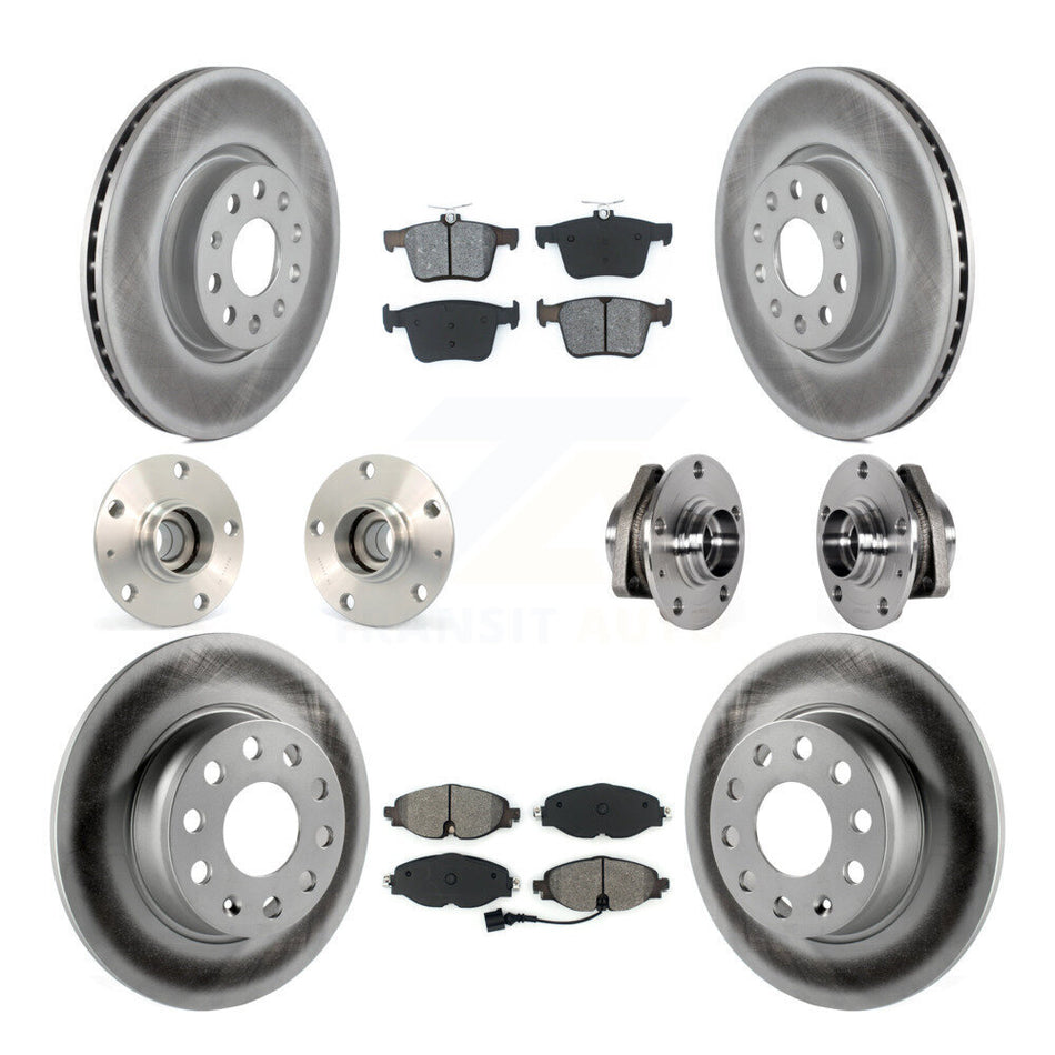 Front Rear Hub Bearing Coated Brake Rotor And Pad Kit (10Pc) For Audi A3 Sportback e-tron KBB-123550