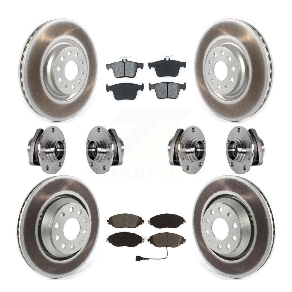 Front Rear Hub Bearings Assembly Coated Disc Brake Rotors And Pads Kit (10Pc) For Audi S3 KBB-123552