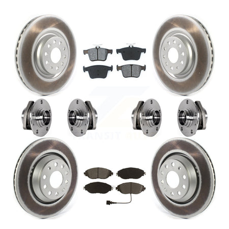 Front Rear Hub Bearings Assembly Coated Disc Brake Rotors And Pads Kit (10Pc) For Audi S3 KBB-123552