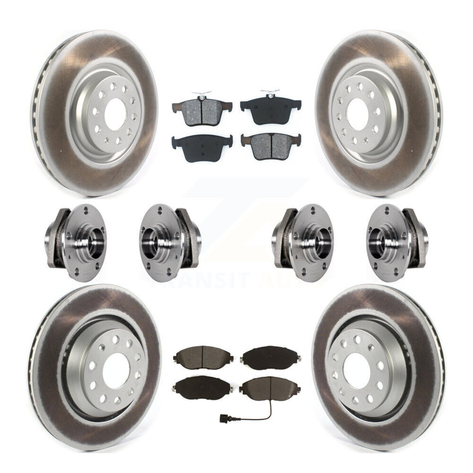 Front Rear Hub Bearings Assembly Coated Disc Brake Rotors And Pads Kit (10Pc) For Audi S3 KBB-123552