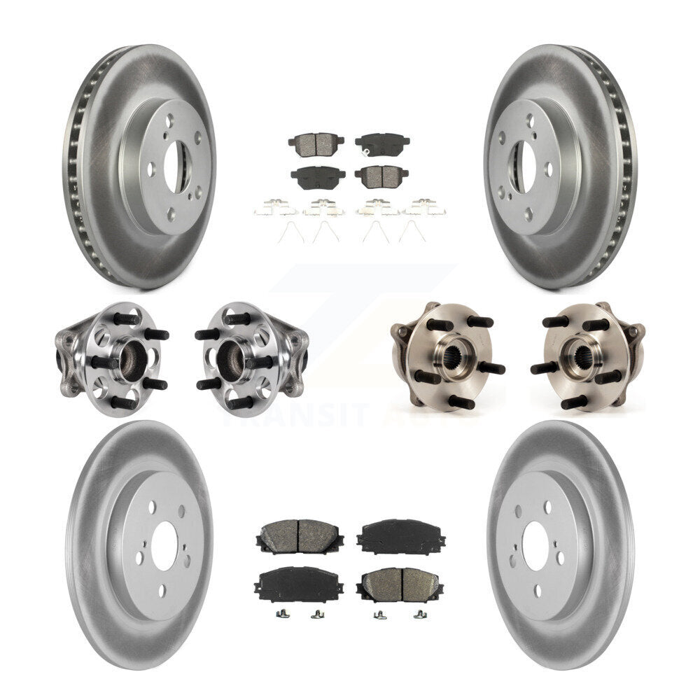 Front Rear Hub Bearings Coated Disc Brake Rotors And Pads Kit (10Pc) For Lexus CT200h KBB-123553