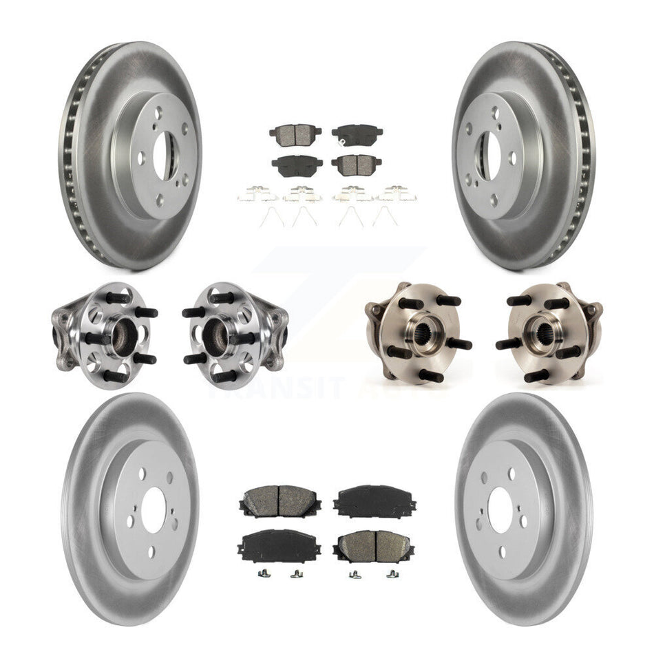 Front Rear Hub Bearings Coated Disc Brake Rotors And Pads Kit (10Pc) For Lexus CT200h KBB-123553