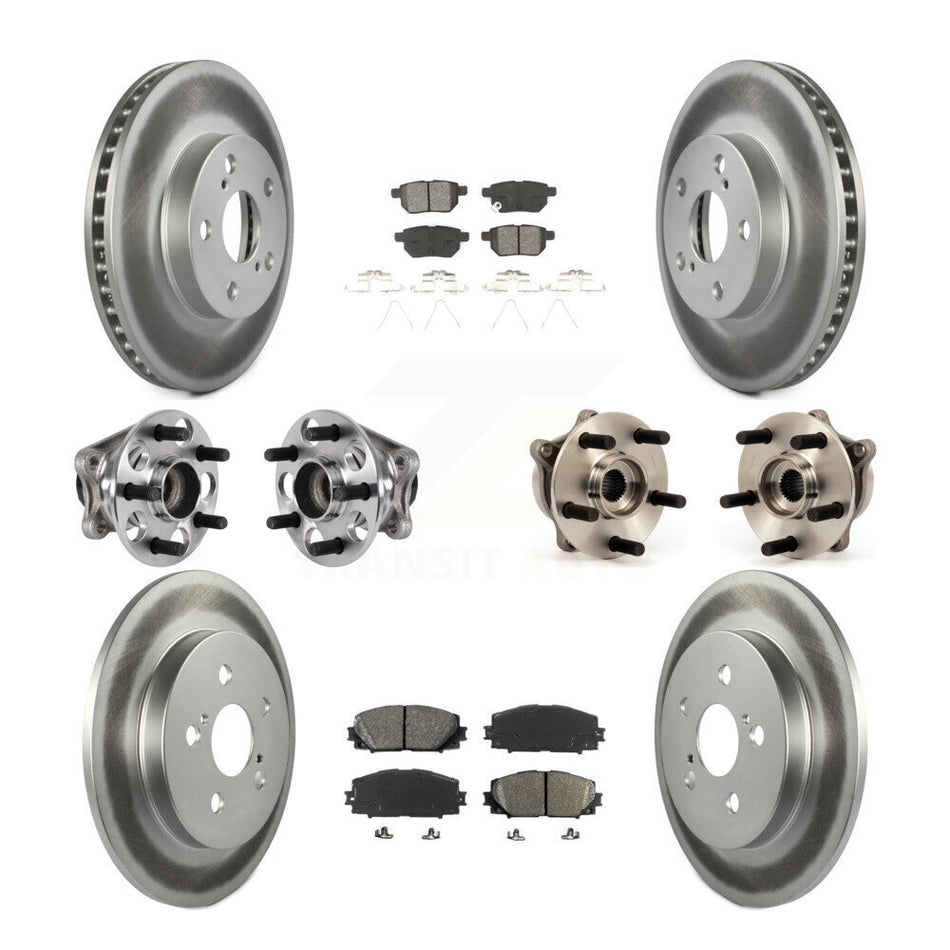 Front Rear Hub Bearings Coated Disc Brake Rotors And Pads Kit (10Pc) For Lexus CT200h KBB-123555