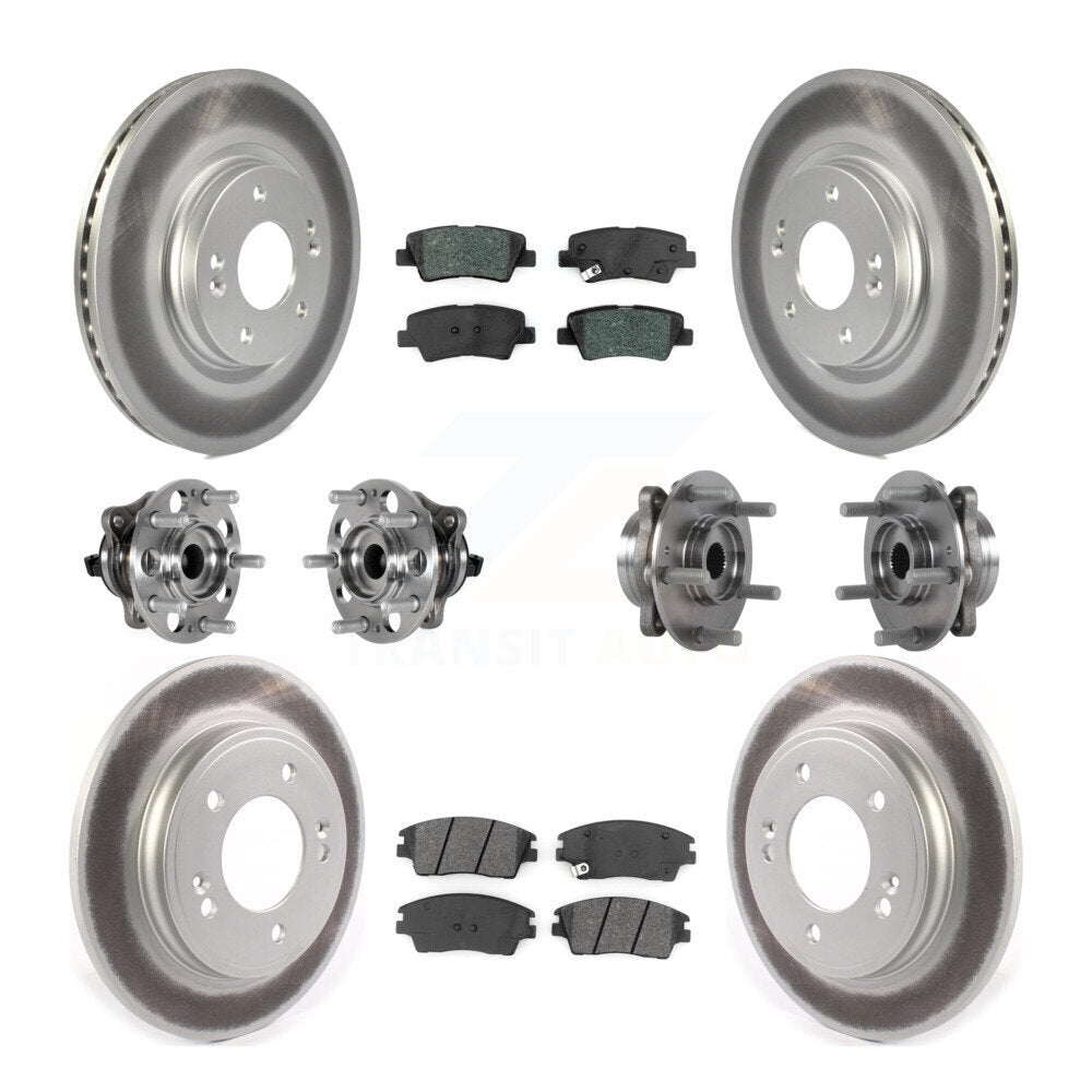 Front Rear Hub Bearing Coat Brake Rotor Pad Kit (10Pc) For 2017-2020 Hyundai Elantra 1.6L KBB-123560