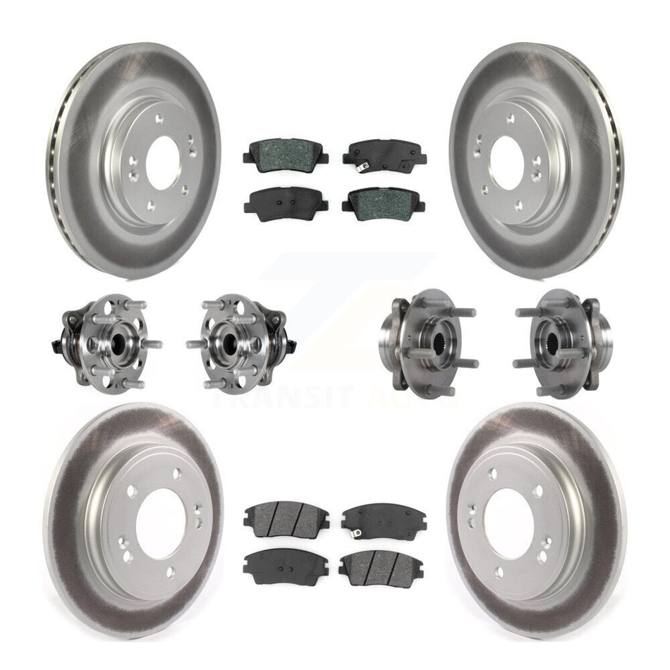 Front Rear Hub Bearing Coat Brake Rotor Pad Kit (10Pc) For 2017-2020 Hyundai Elantra 1.6L KBB-123560