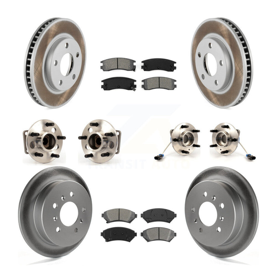 Front Rear Hub Bearings Coated Disc Brake Rotors And Pads Kit (10Pc) For Pontiac Buick Grand Prix Chevrolet Venture Regal Century Oldsmobile Intrigue Montana Trans Sport KBB-123561