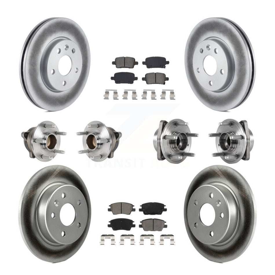 Front Rear Hub Bearings Assembly Coated Disc Brake Rotors And Semi-Metallic Pads Kit (10Pc) For Chevrolet Volt Bolt EV KBB-123567