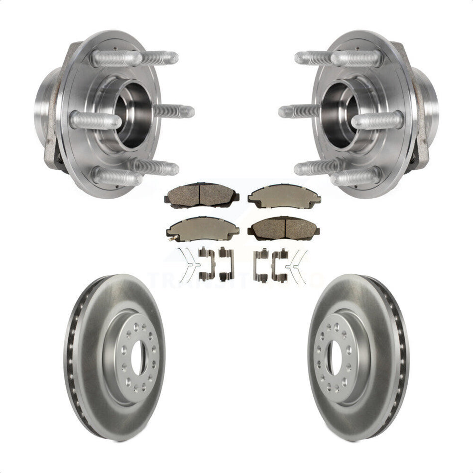 Front Hub Bearing Assembly With Coated Disc Brake Rotors And Semi-Metallic Pads Kit For Chevrolet Traverse GMC Acadia Buick Enclave KBB-123585