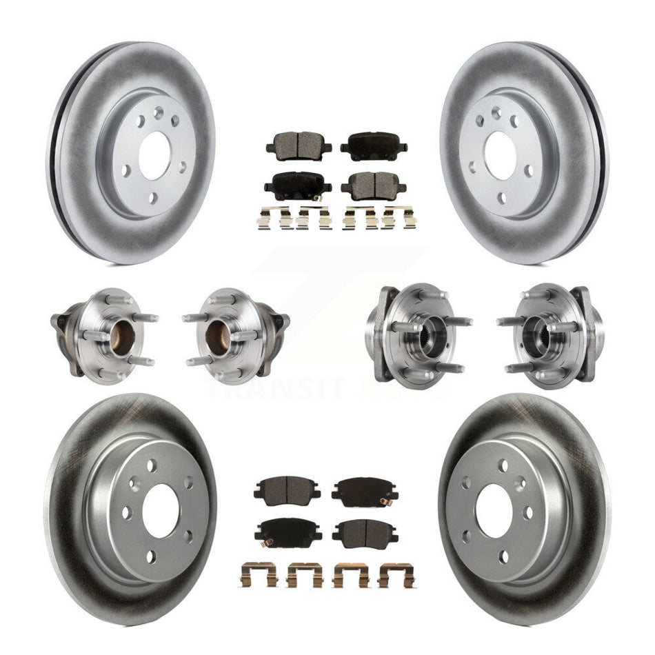 Front Rear Hub Bearings Assembly Coated Disc Brake Rotors And Semi-Metallic Pads Kit (10Pc) For Chevrolet Volt Bolt EV KBB-123605