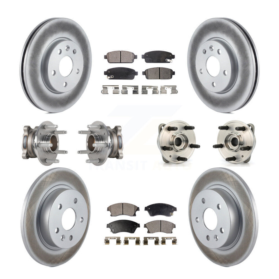 Front Rear Hub Bearings Assembly Coated Disc Brake Rotors And Semi-Metallic Pads Kit (10Pc) For Chevrolet Cruze Limited KBB-123606