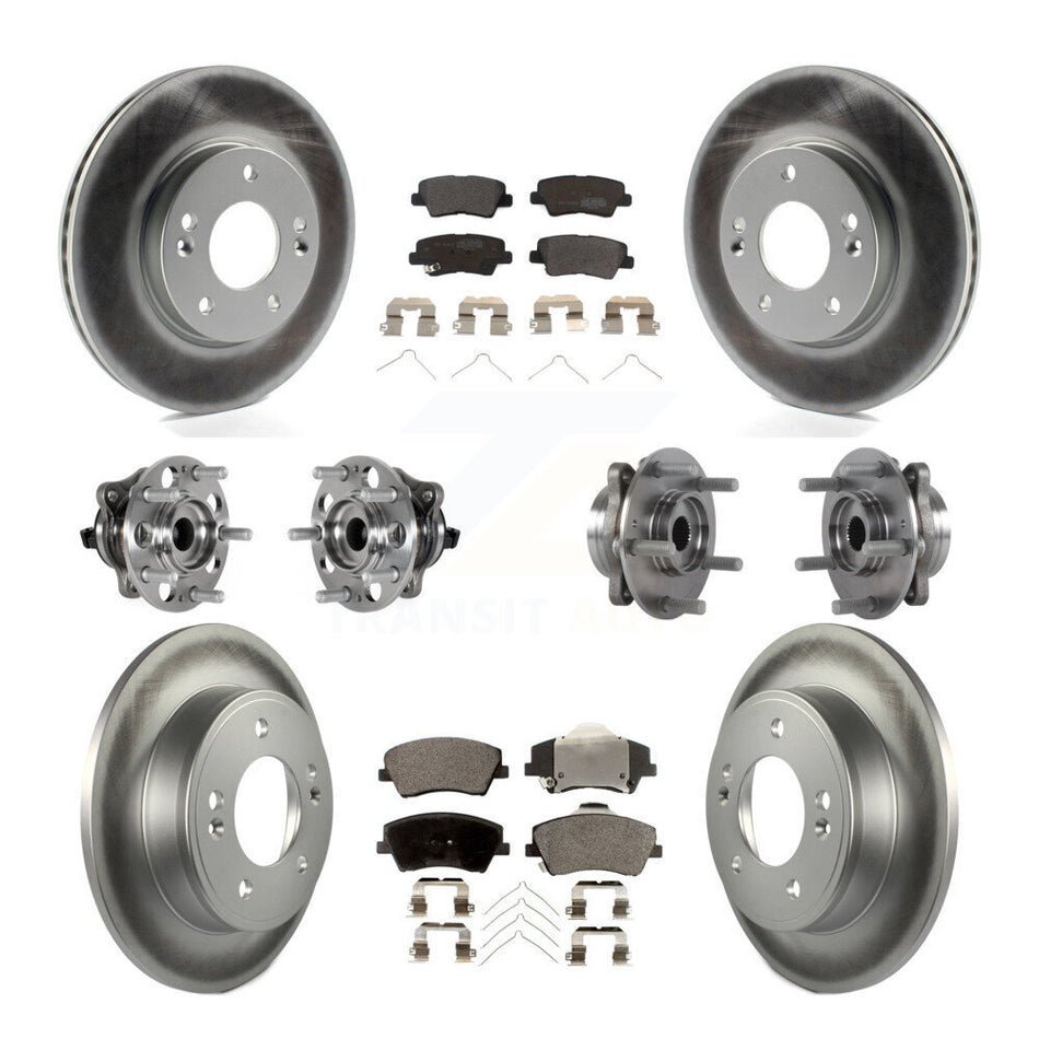 Front Rear Hub Bearing Coat Brake Rotor Pad Kit (10Pc) For 2017-2020 Hyundai Elantra 2.0L KBB-123612