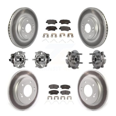 Front Rear Hub Bearing Coat Brake Rotor Pad Kit (10Pc) For 2017-2020 Hyundai Elantra 1.6L KBB-123613