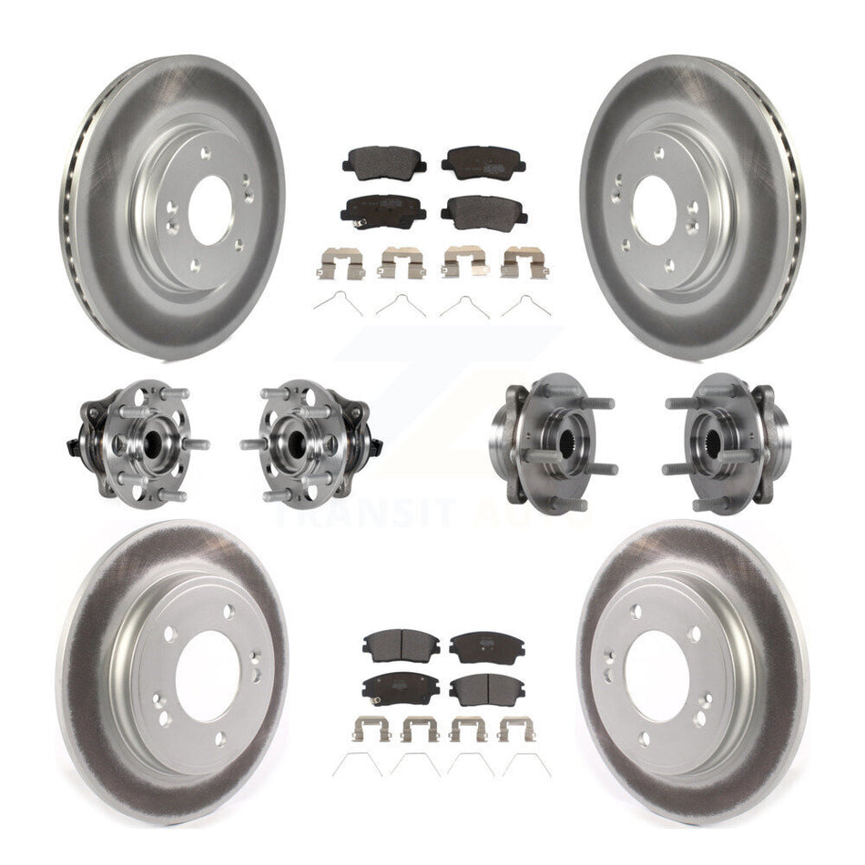 Front Rear Hub Bearing Coat Brake Rotor Pad Kit (10Pc) For 2017-2020 Hyundai Elantra 1.6L KBB-123613