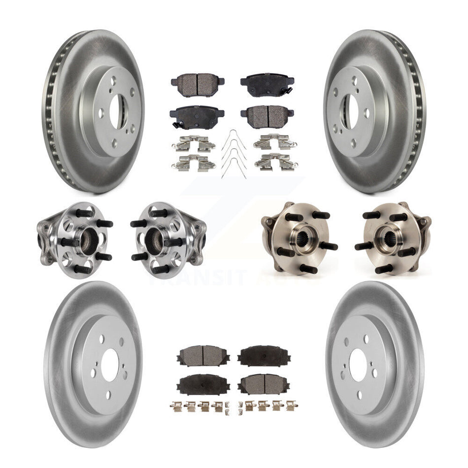 Front Rear Hub Bearings Coated Disc Brake Rotors And Pads Kit (10Pc) For Lexus CT200h KBB-123625