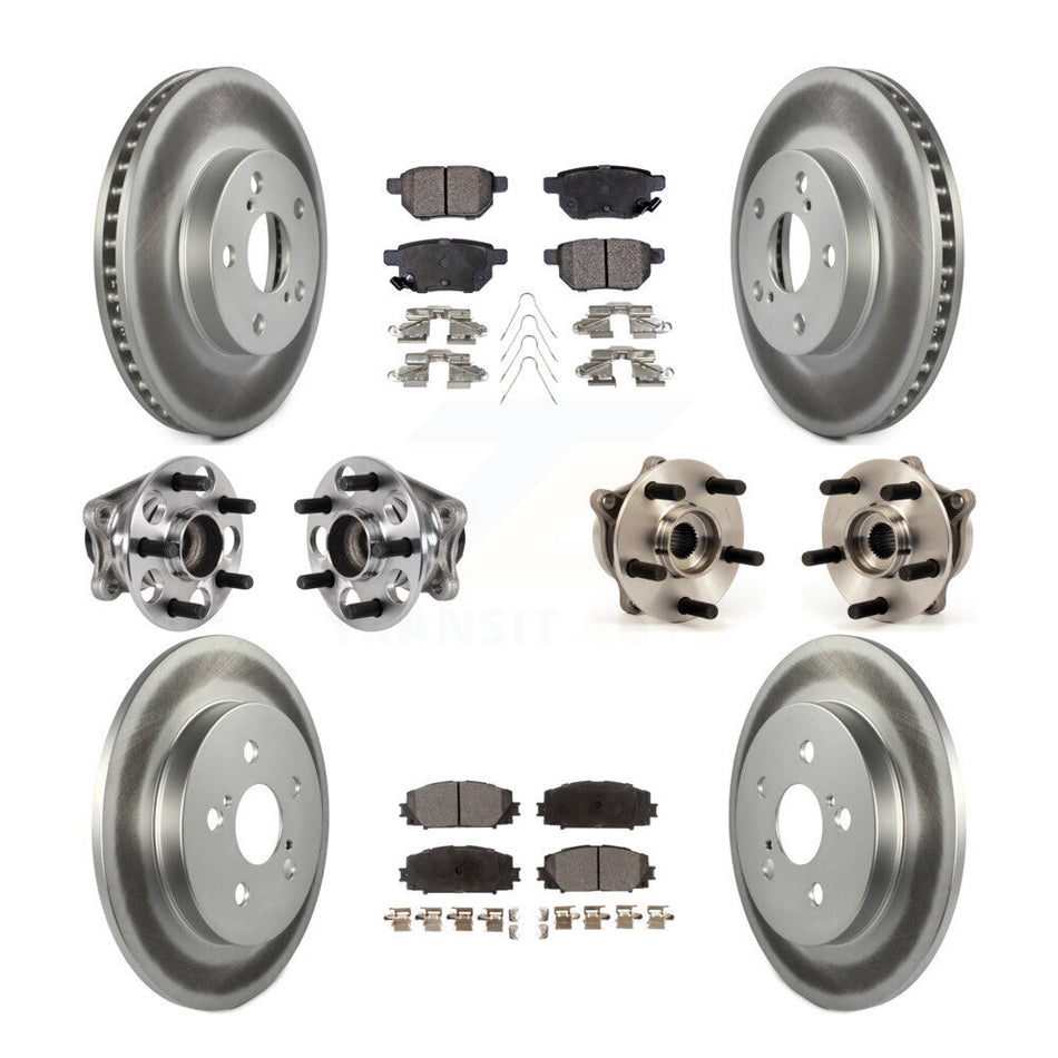 Front Rear Hub Bearings Coated Disc Brake Rotors And Pads Kit (10Pc) For Lexus CT200h KBB-123627