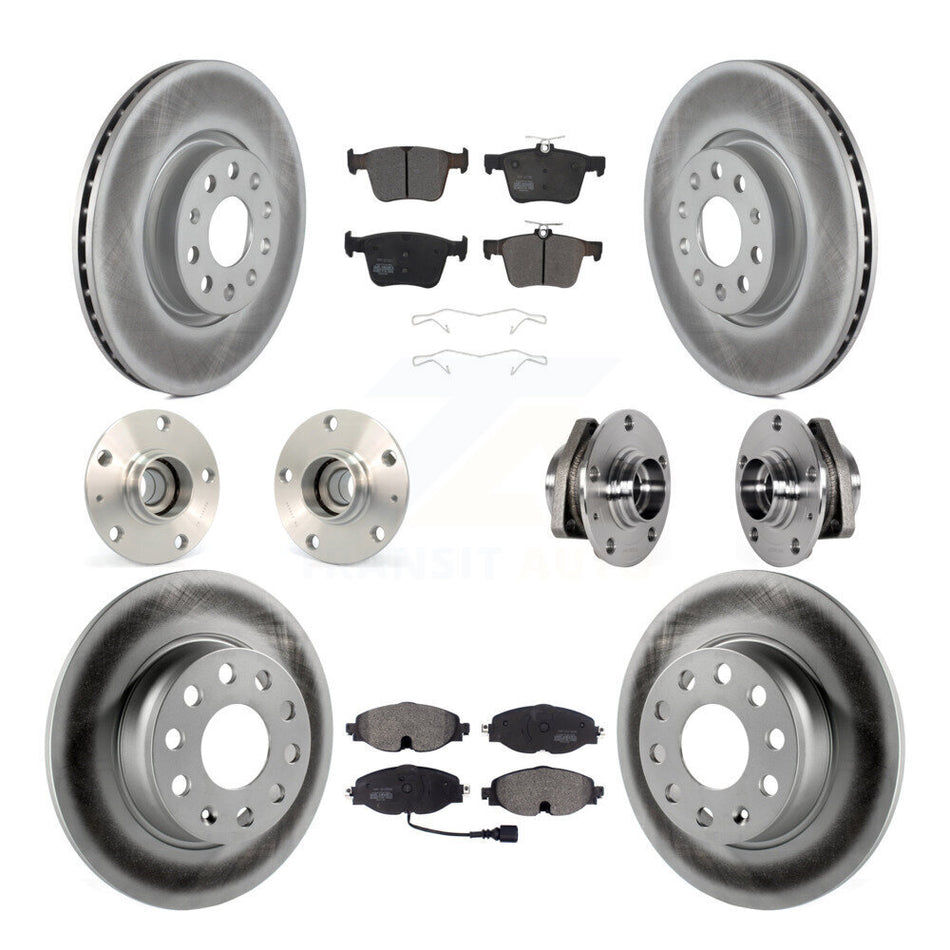 Front Rear Hub Bearing Coated Brake Rotor And Pad Kit (10Pc) For Audi A3 Sportback e-tron KBB-123629