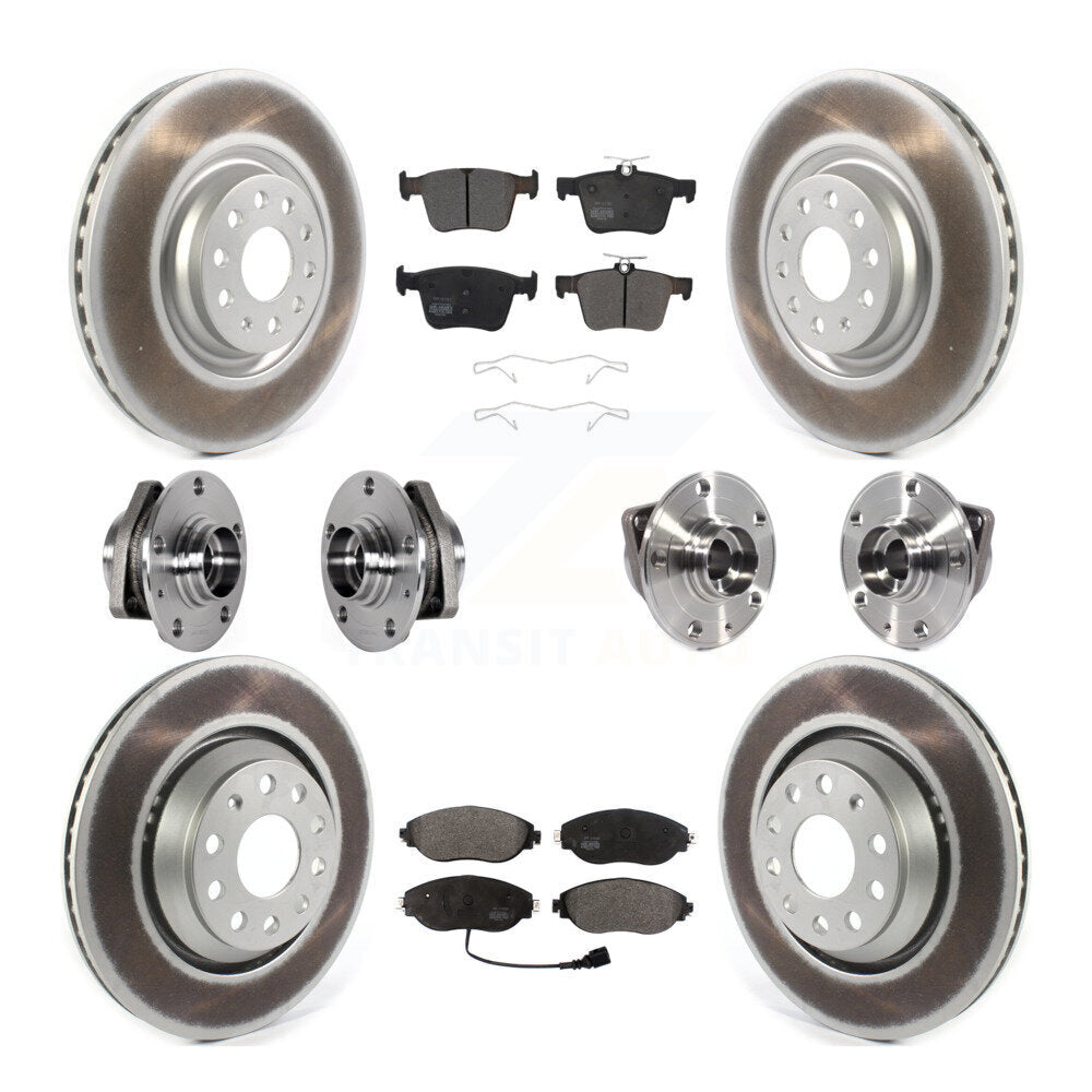 Front Rear Hub Bearing Coated Brake Rotor & Pads Kit (10Pc) For Volkswagen Golf R Audi S3 KBB-123633