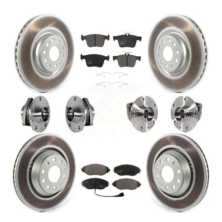 Front Rear Hub Bearing Coated Brake Rotor & Pads Kit (10Pc) For Volkswagen Golf R Audi S3 KBB-123633