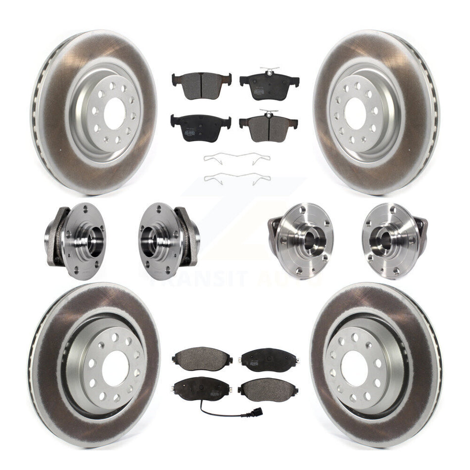 Front Rear Hub Bearing Coated Brake Rotor & Pads Kit (10Pc) For Volkswagen Golf R Audi S3 KBB-123633
