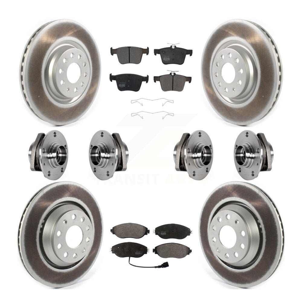 Front Rear Hub Bearings Assembly Coated Disc Brake Rotors And Pads Kit (10Pc) For Audi S3 KBB-123636