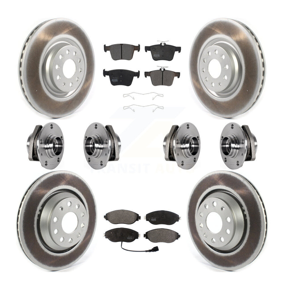 Front Rear Hub Bearings Assembly Coated Disc Brake Rotors And Pads Kit (10Pc) For Audi S3 KBB-123636