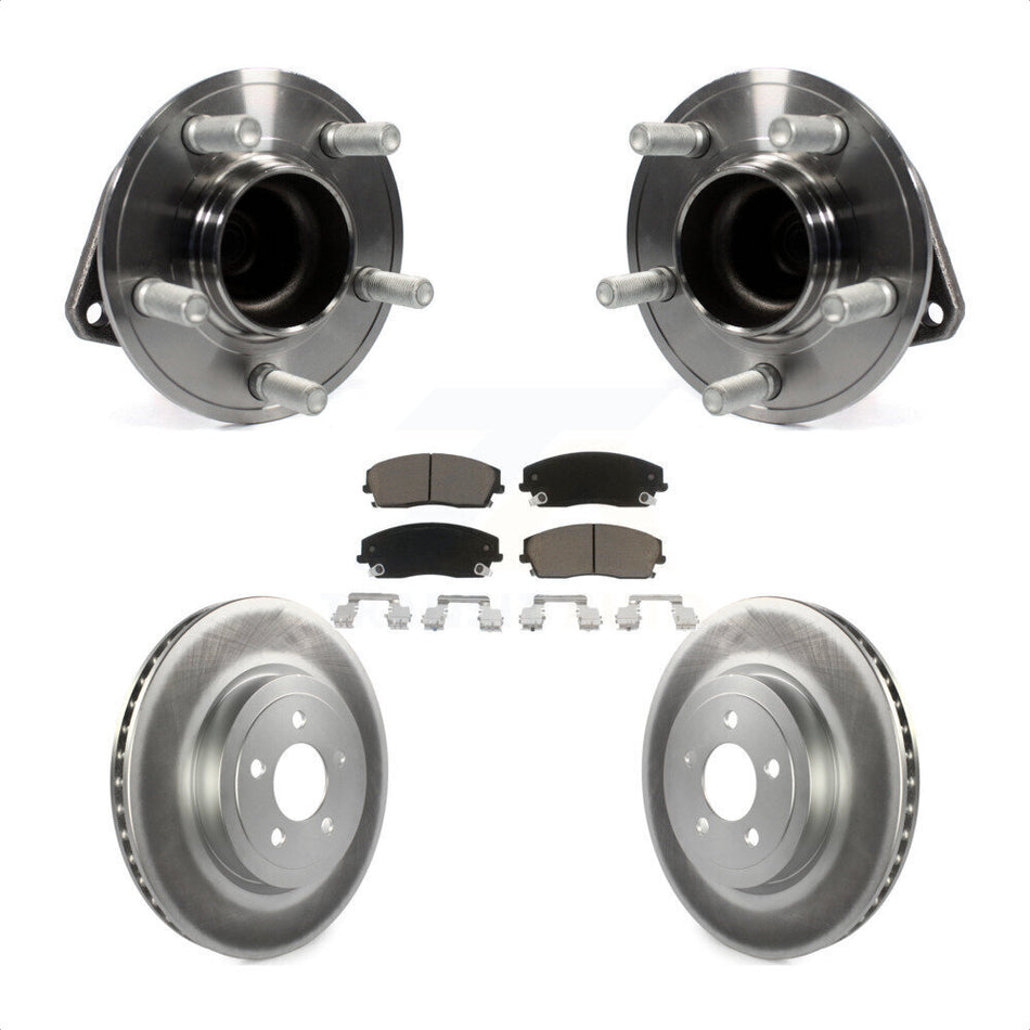 Front Hub Bearing Assembly With Coated Disc Brake Rotors And Ceramic Pads Kit For 2015-2018 Dodge Charger RWD with 3.6L 345mm Diameter Rotor KBB-123647