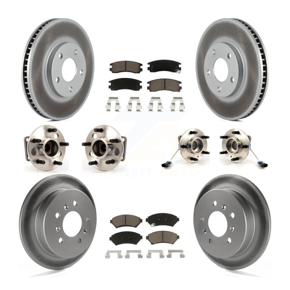 Front Rear Hub Bearings Assembly Coated Disc Brake Rotors And Ceramic Pads Kit (10Pc) For Chevrolet Impala Monte Carlo Oldsmobile Intrigue KBB-123667