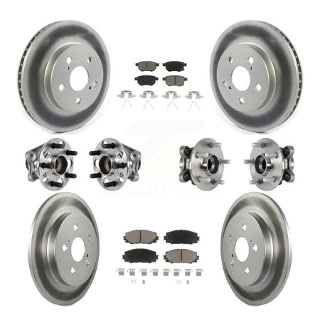 Front Rear Hub Bearing Coated Disc Brake Rotor And Pads Kit (10Pc) For Toyota Prius Prime KBB-123670