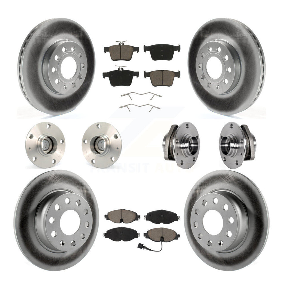 Front Rear Hub Bearing Coated Disc Brake Rotors And Pads Kit (10Pc) For 2016 Audi A3 2.0L KBB-123681