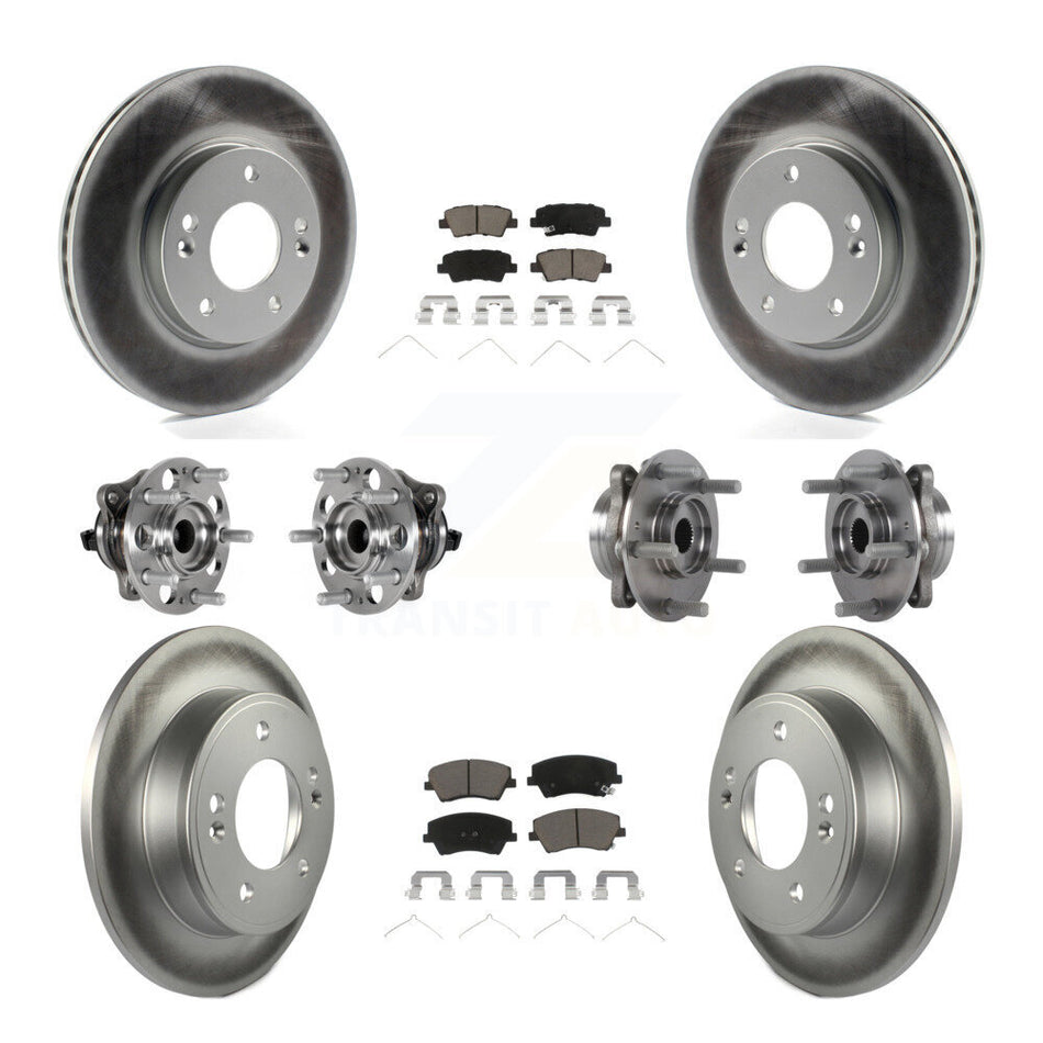 Front Rear Hub Bearing Coat Brake Rotor Pad Kit (10Pc) For 2017-2020 Hyundai Elantra 2.0L KBB-123684