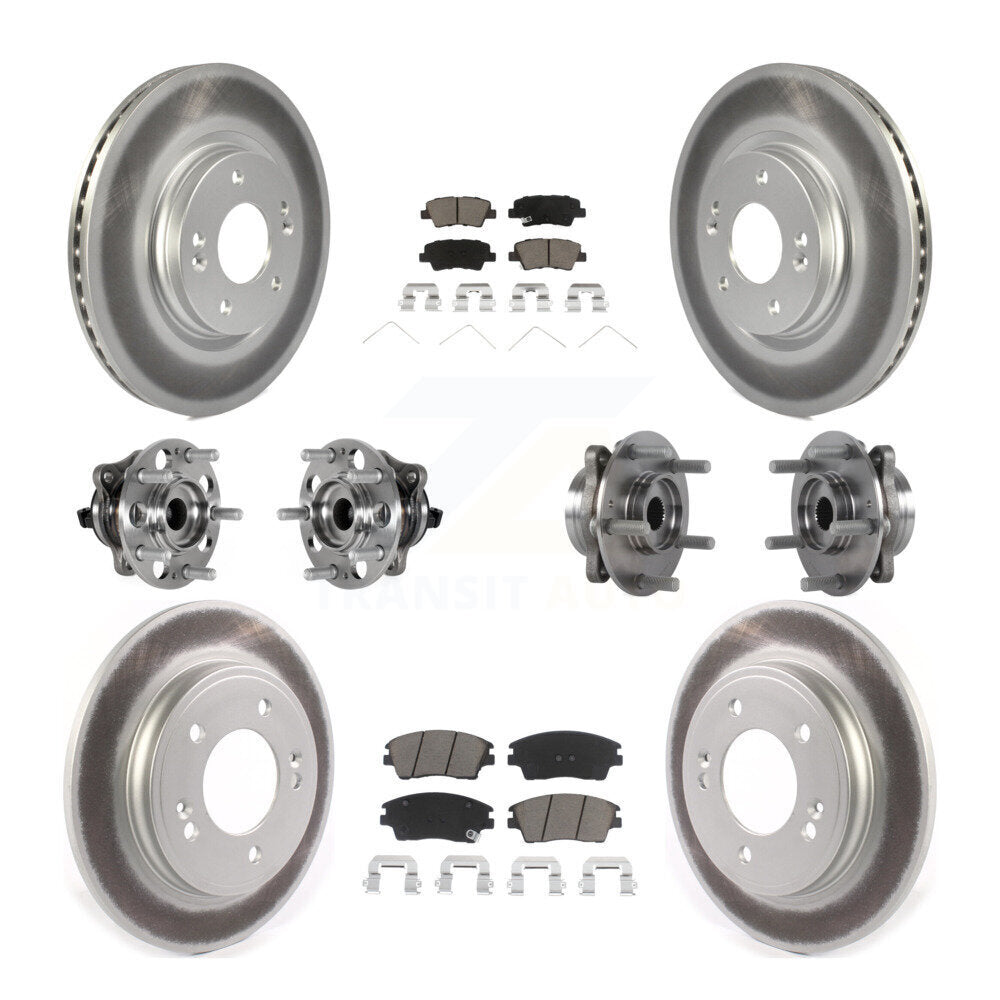 Front Rear Hub Bearing Coat Brake Rotor Pad Kit (10Pc) For 2017-2020 Hyundai Elantra 1.6L KBB-123685
