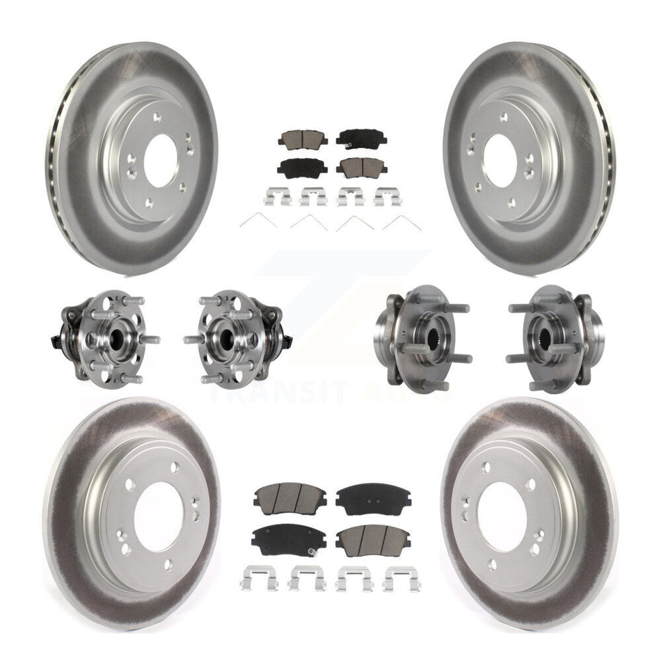 Front Rear Hub Bearing Coat Brake Rotor Pad Kit (10Pc) For 2017-2020 Hyundai Elantra 1.6L KBB-123685