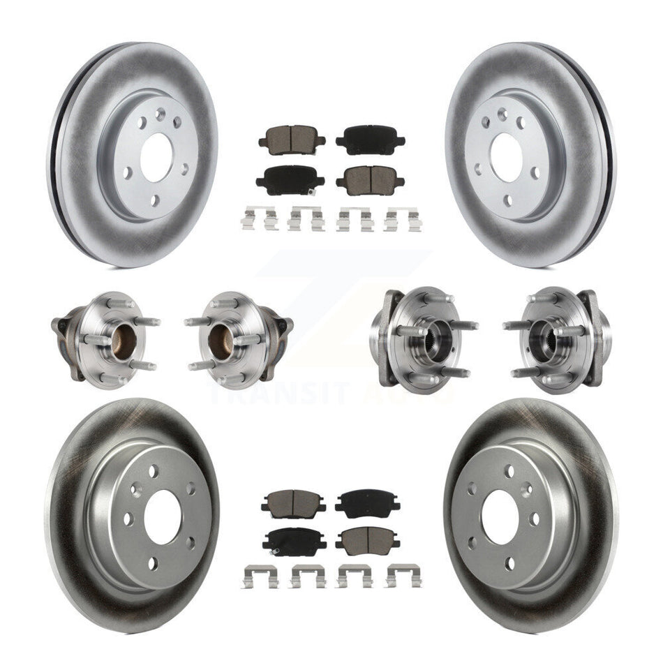 Front Rear Hub Bearings Assembly Coated Disc Brake Rotors And Ceramic Pads Kit (10Pc) For Chevrolet Volt Bolt EV KBB-123686
