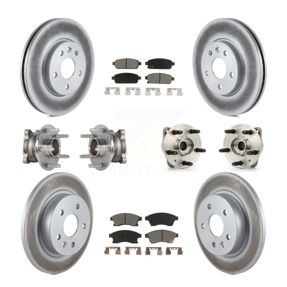 Front Rear Hub Bearings Assembly Coated Disc Brake Rotors And Ceramic Pads Kit (10Pc) For Chevrolet Cruze Limited KBB-123687