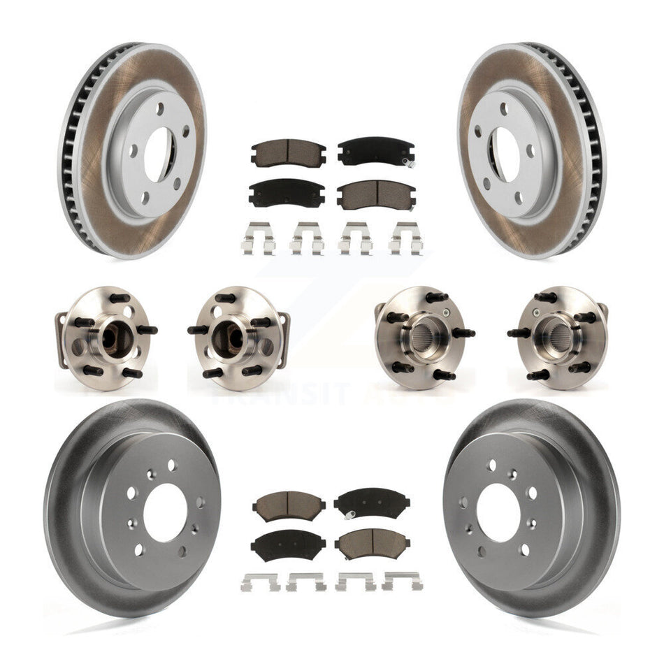 Front Rear Hub Bearings Assembly Coated Disc Brake Rotors And Ceramic Pads Kit (10Pc) For Chevrolet Venture KBB-123690
