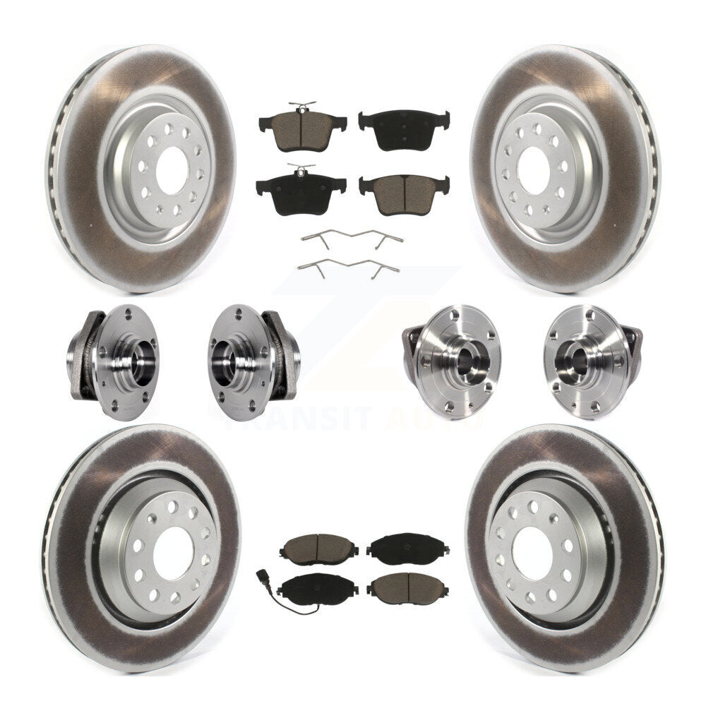 Front Rear Hub Bearing Coated Brake Rotor & Pads Kit (10Pc) For Volkswagen Golf R Audi S3 KBB-123695