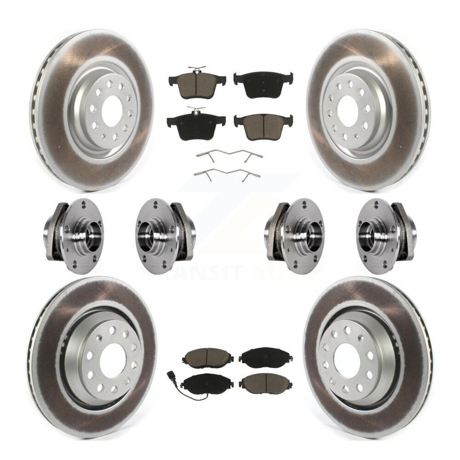 Front Rear Hub Bearings Coated Disc Brake Rotors And Ceramic Pads Kit (10Pc) For Audi S3 KBB-123696