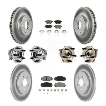 Front Rear Hub Bearings Coated Disc Brake Rotors And Pads Kit (10Pc) For Lexus CT200h KBB-123699