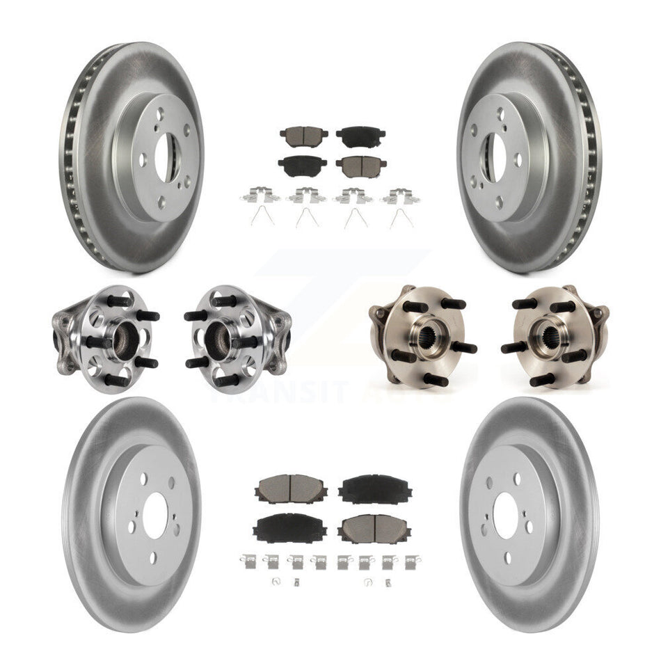 Front Rear Hub Bearings Coated Disc Brake Rotors And Pads Kit (10Pc) For Lexus CT200h KBB-123699