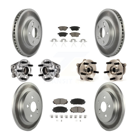 Front Rear Hub Bearings Coated Disc Brake Rotors And Pads Kit (10Pc) For Lexus CT200h KBB-123700