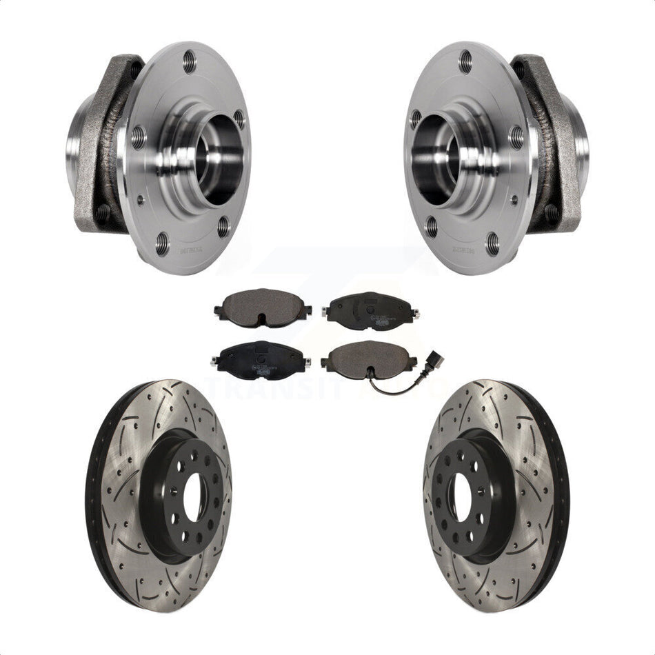 Front Hub Bearing Assembly Drilled Slot Brake Rotor Pads Kit For Audi A3 Sportback e-tron KBB-123711