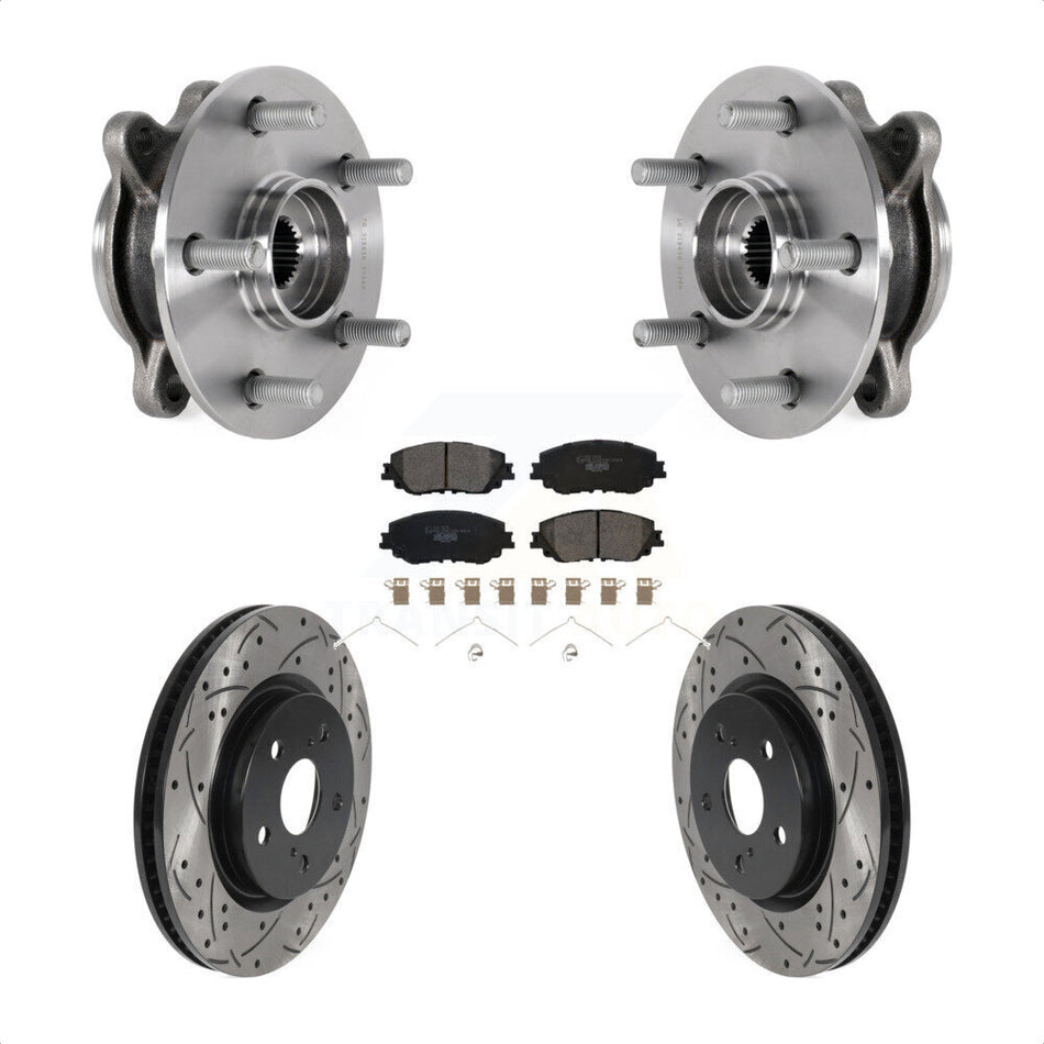 Front Hub Bearing Coat Drill Slot Brake Rotor Pad Kit For Toyota Camry Lexus ES250 Avalon KBB-123713