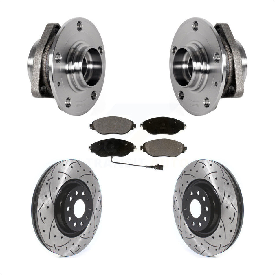 Front Hub Bearing Drill Slot Brake Rotor Pad Kit For Audi S3 With 80mm Pilot Diameter KBB-123714