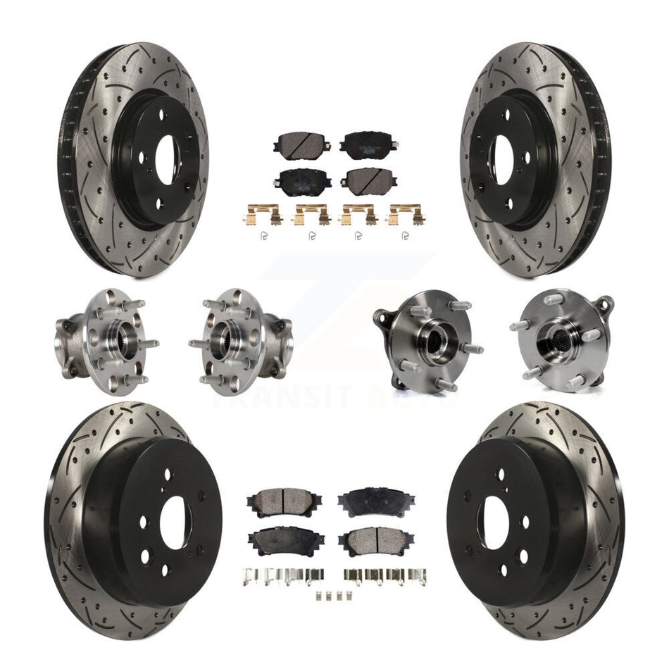 Front Rear Hub Bearings Assembly Coated Disc Brake Rotors And Ceramic Pads Kit (10Pc) For Lexus IS250 KBB-123724