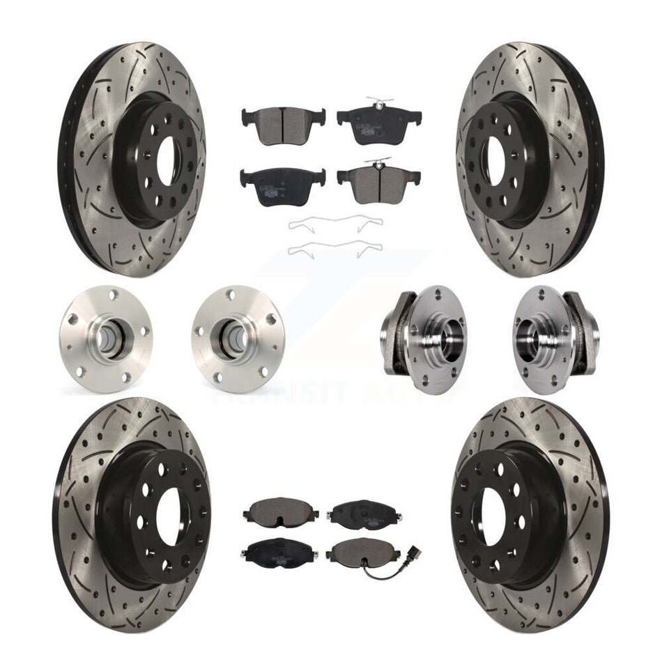 Front Rear Hub Bearing Coated Brake Rotor And Pad Kit (10Pc) For Audi A3 Sportback e-tron KBB-123732